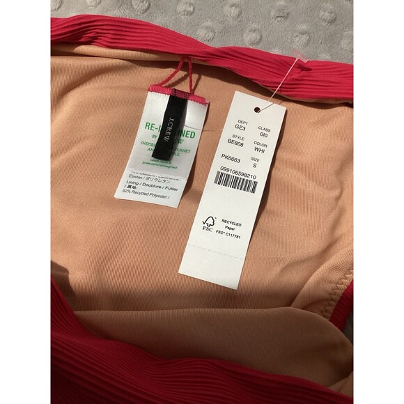 J. Crew High Rise Cheeky Bikini Bottom Pink Ribbed S - Picture 4 of 5